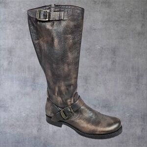 Frye Brown Leather Combat Boots